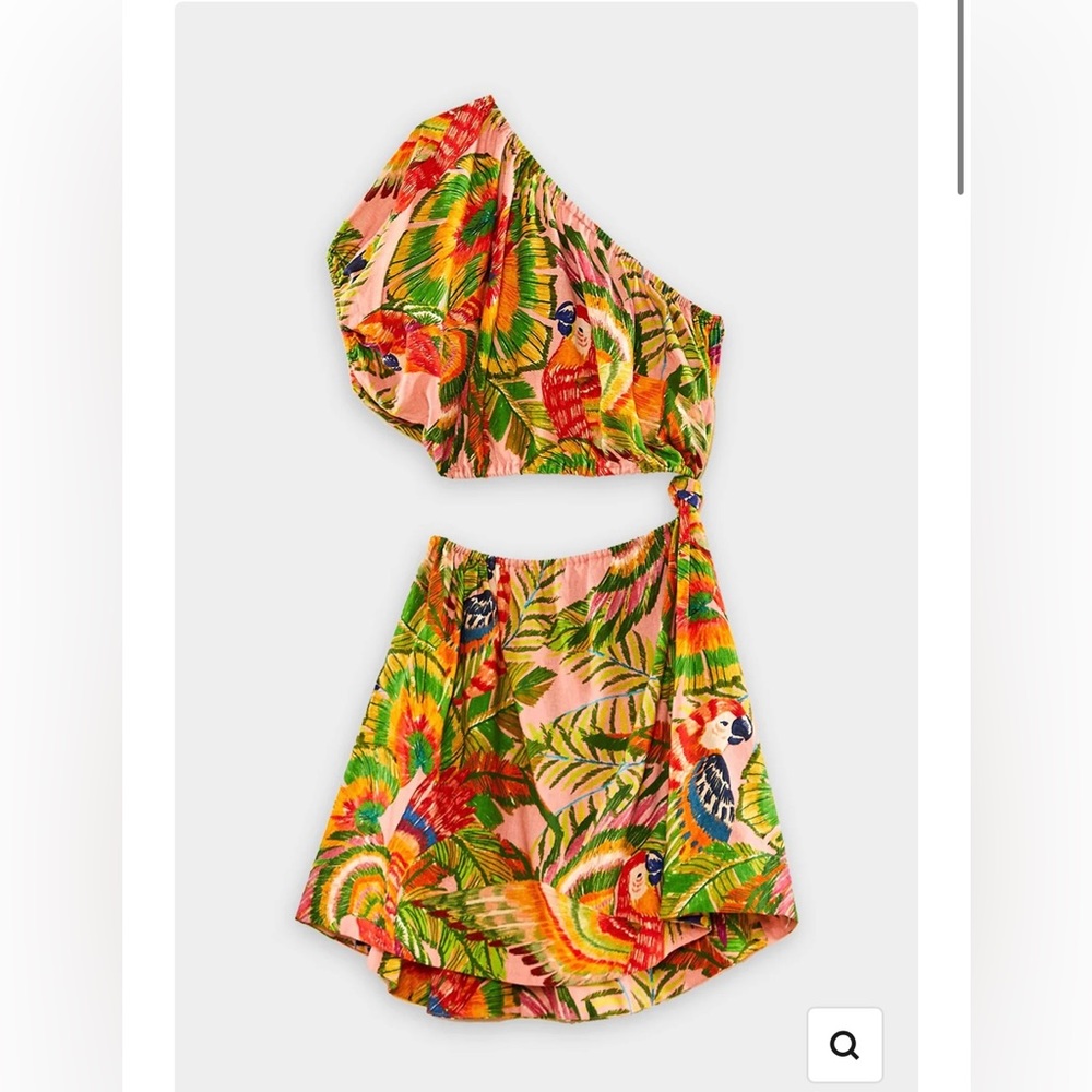 NWT Macaw Leaves One-Shoulder Mini Dress XS